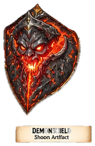 A stylized Shoon-era demon shield clue